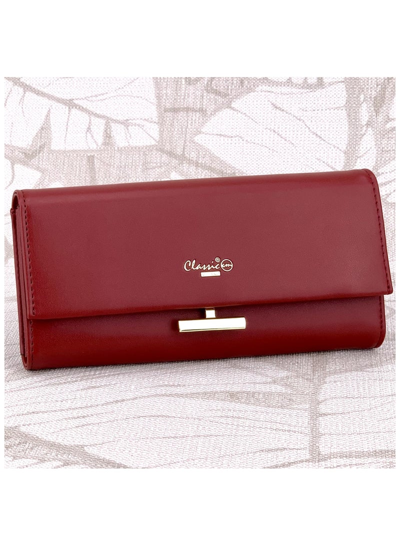 كلاسيك ميلانو - محفظة نسائية أنيقة من الجلد الصناعي مع حافظة بطاقات | محفظة عملات معدنية للنساء | محفظة نسائية نحيفة للاستخدام اليومي والسفر والهدايا - Image 1