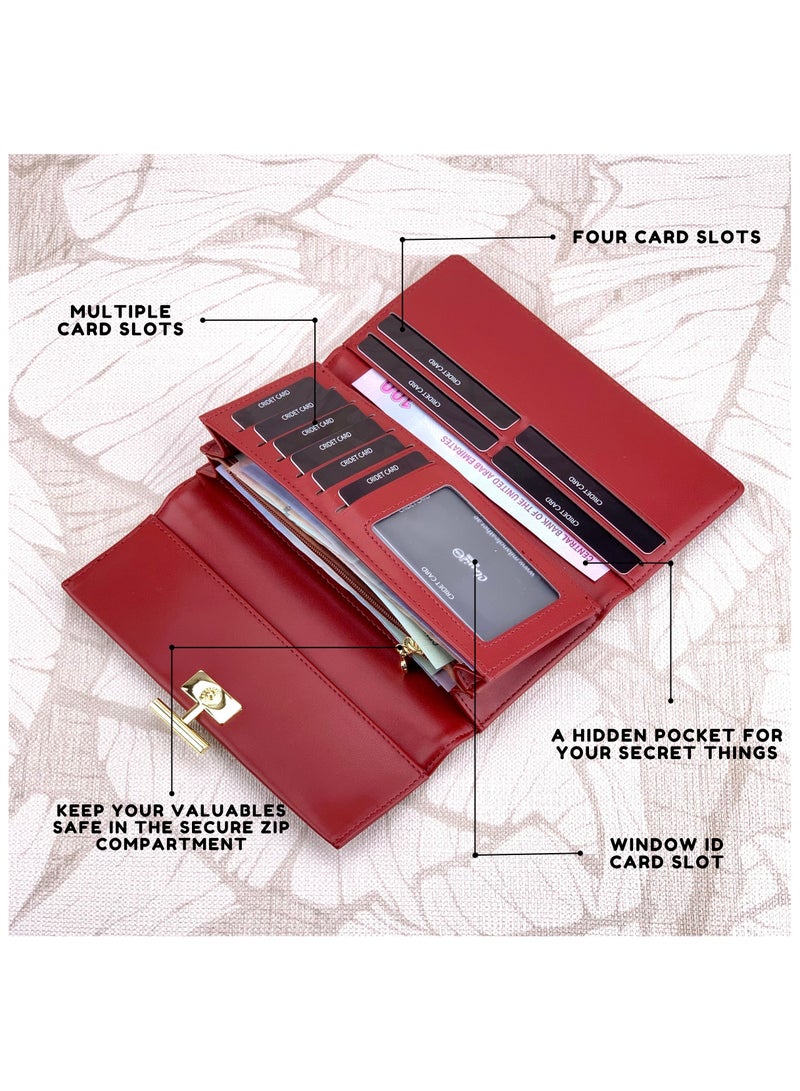 كلاسيك ميلانو - محفظة نسائية أنيقة من الجلد الصناعي مع حافظة بطاقات | محفظة عملات معدنية للنساء | محفظة نسائية نحيفة للاستخدام اليومي والسفر والهدايا - Image 2