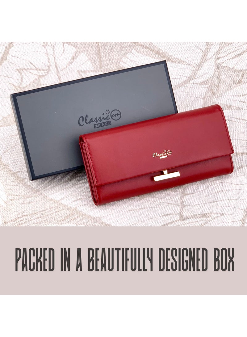 كلاسيك ميلانو - محفظة نسائية أنيقة من الجلد الصناعي مع حافظة بطاقات | محفظة عملات معدنية للنساء | محفظة نسائية نحيفة للاستخدام اليومي والسفر والهدايا - Image 5