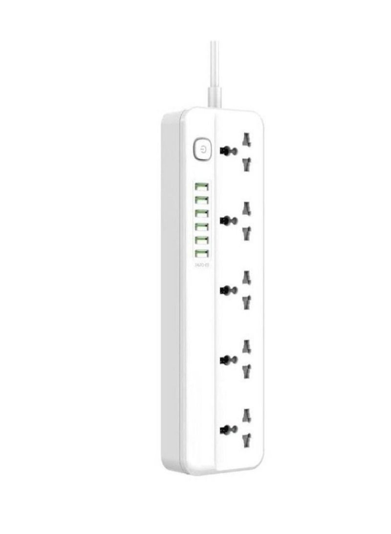 JBQ Power Extension Cord with Multi Sockets 5 Universal Outlets Compatible With UK/UAE Plug 6 Auto ID USB Ports For Mobile Charging And 2m Extension Cord For Home Office Dorm Essentials  - Image 2