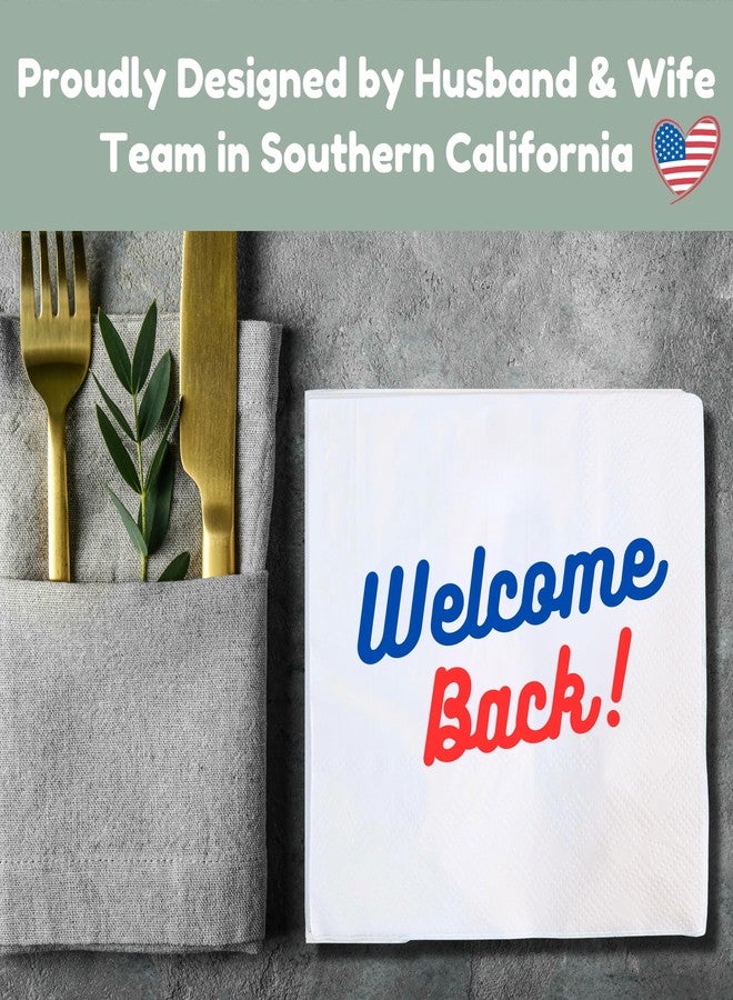 Cloverjoyed Welcome Back Decorations, 50 Pack, Military Homecoming Cocktail Napkins, Office, Back to School, Reunion, Home Party Decor Supplies - Image 5