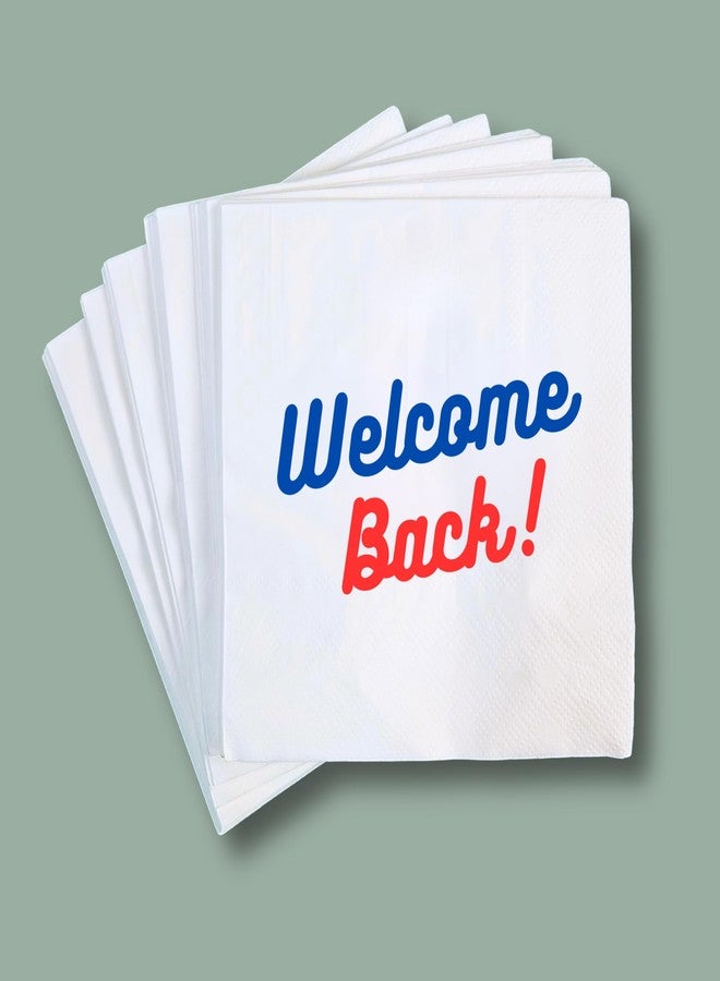 Cloverjoyed Welcome Back Decorations, 50 Pack, Military Homecoming Cocktail Napkins, Office, Back to School, Reunion, Home Party Decor Supplies - Image 1