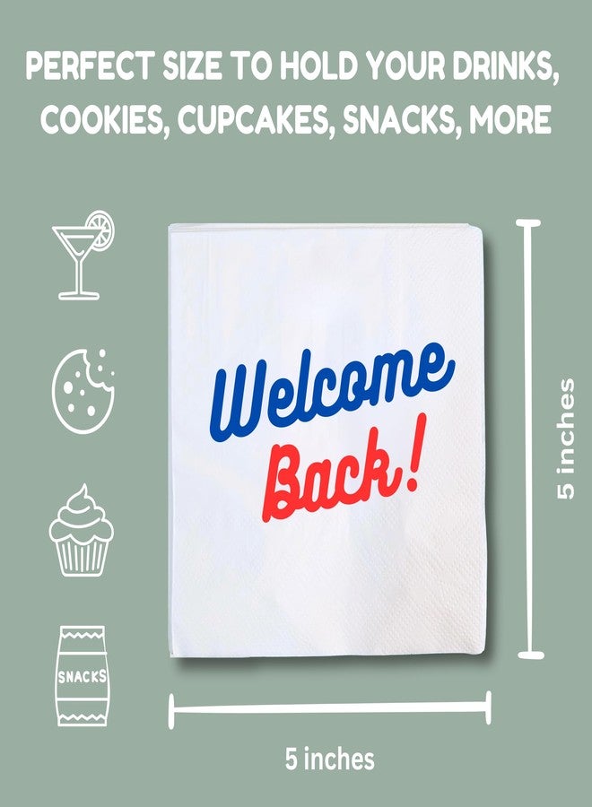 Cloverjoyed Welcome Back Decorations, 50 Pack, Military Homecoming Cocktail Napkins, Office, Back to School, Reunion, Home Party Decor Supplies - Image 2