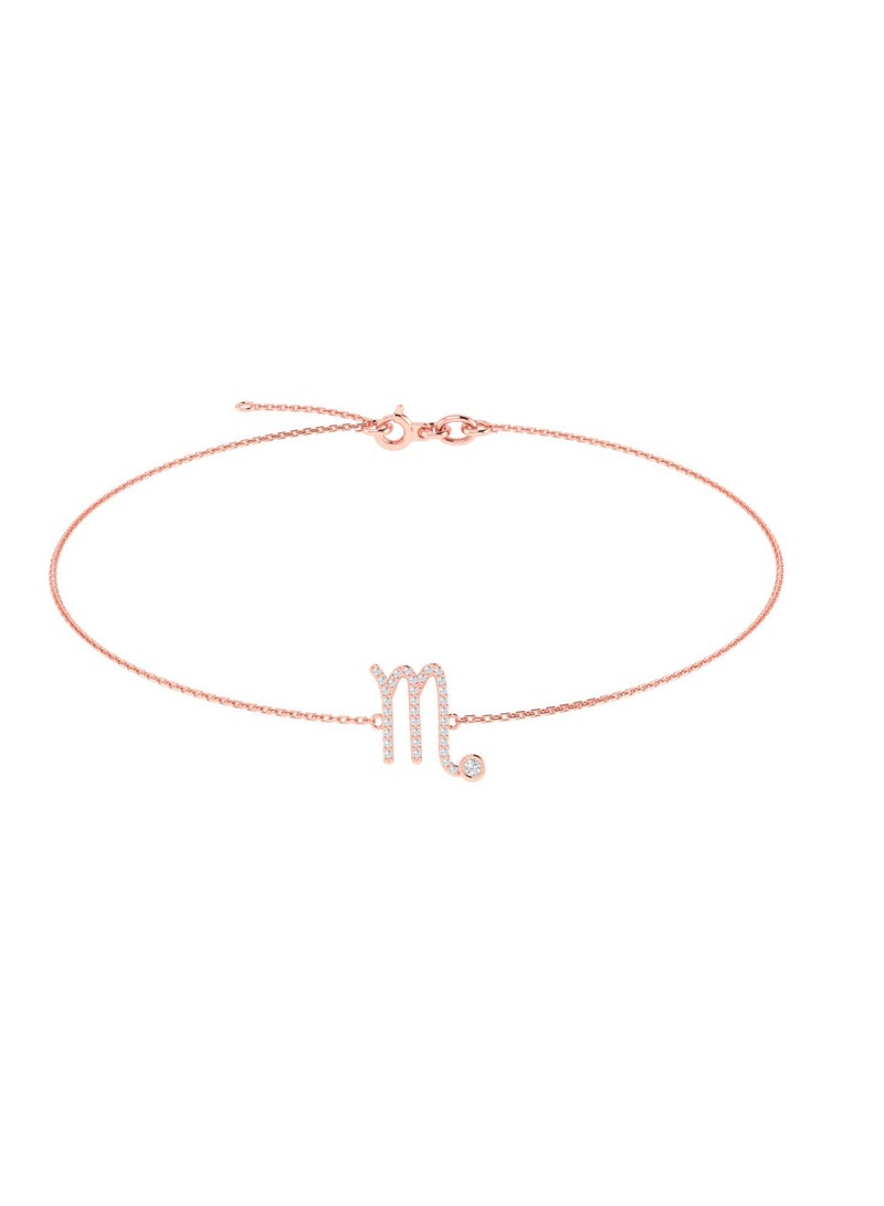 Capri Gold 18K Rose Gold Scorpio Zodiac Sign Bracelet with Diamonds