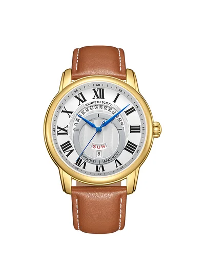 كينيث سكوت ساعة يد جلدية للرجال بعقارب - - مم