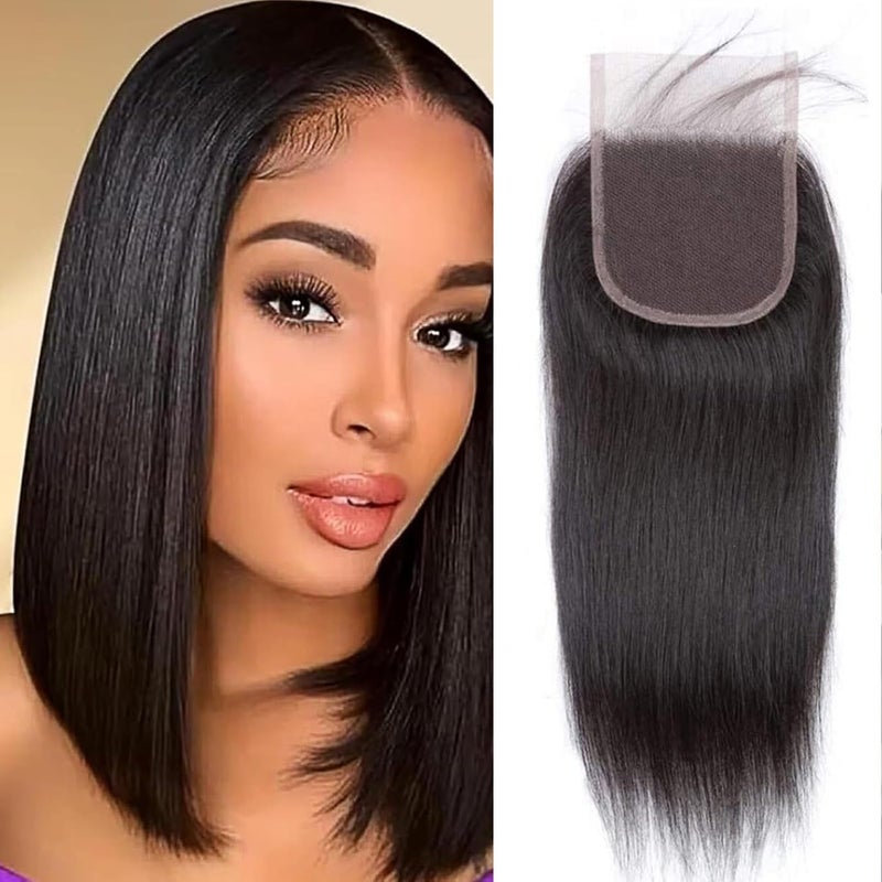 Selina Lace Closure Hd Lace Closure 4x4 Closure Brazilian Straight Lace Closure Lace Closure Human Hair Lace Closure Free Part Natural Hair Color Black(16inch Straight, Free Part) - Image 1