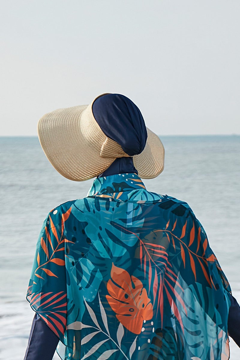 Remsa Mayo Remsa Swimsuit Remsa Bow Foldable Visor Straw Hat Sunscreen Visor Rş-78 Beige  - Image 3