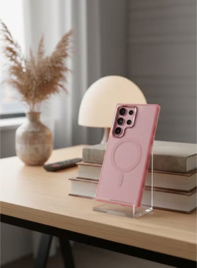 Grace cover Samsung 24 ultra -Magnetic case for Samsung Galaxy S24 Ultra - Pink Transparent - Protective Cover - Image 1
