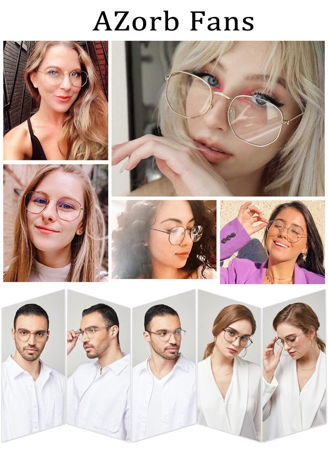 AZorb Metal Blue Light Glasses for men women Square Clear Lens eyeglasses Anti blue light blocking eye glasses for Reading Gaming Computer Phone Silver  - Image 5