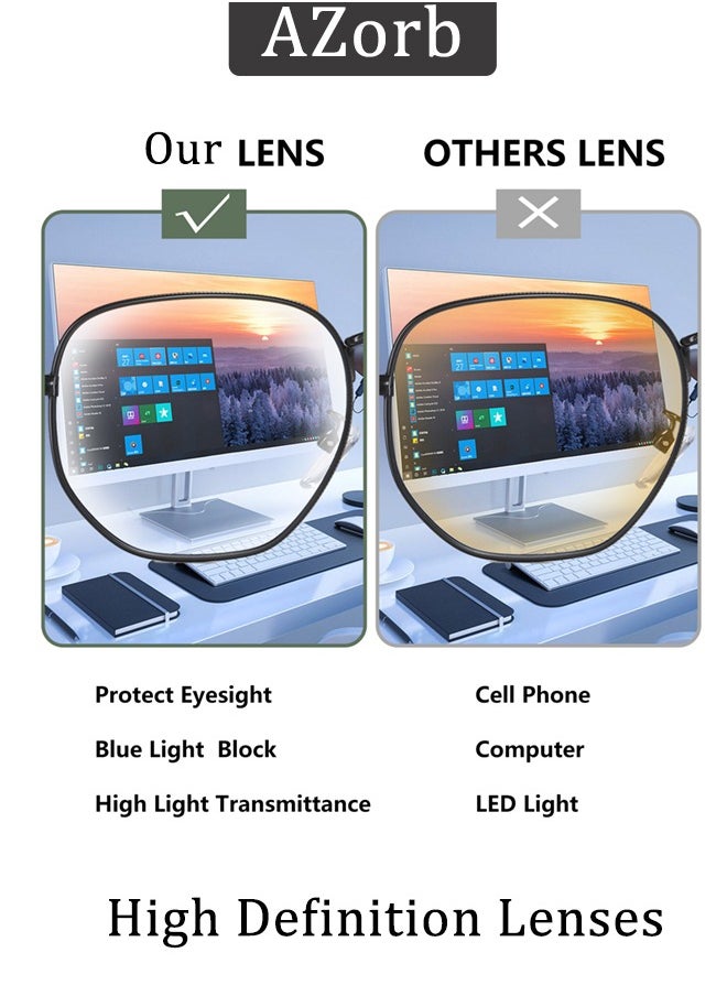 AZorb Metal Blue Light Glasses for men women Square Clear Lens eyeglasses Anti blue light blocking eye glasses for Reading Gaming Computer Phone Silver  - Image 4