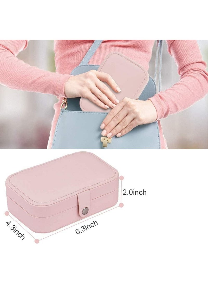 BARIQ.HOMES Portable Pink PU Leather Travel Jewelry Organizer Box Case 16x11 cm - Image 3