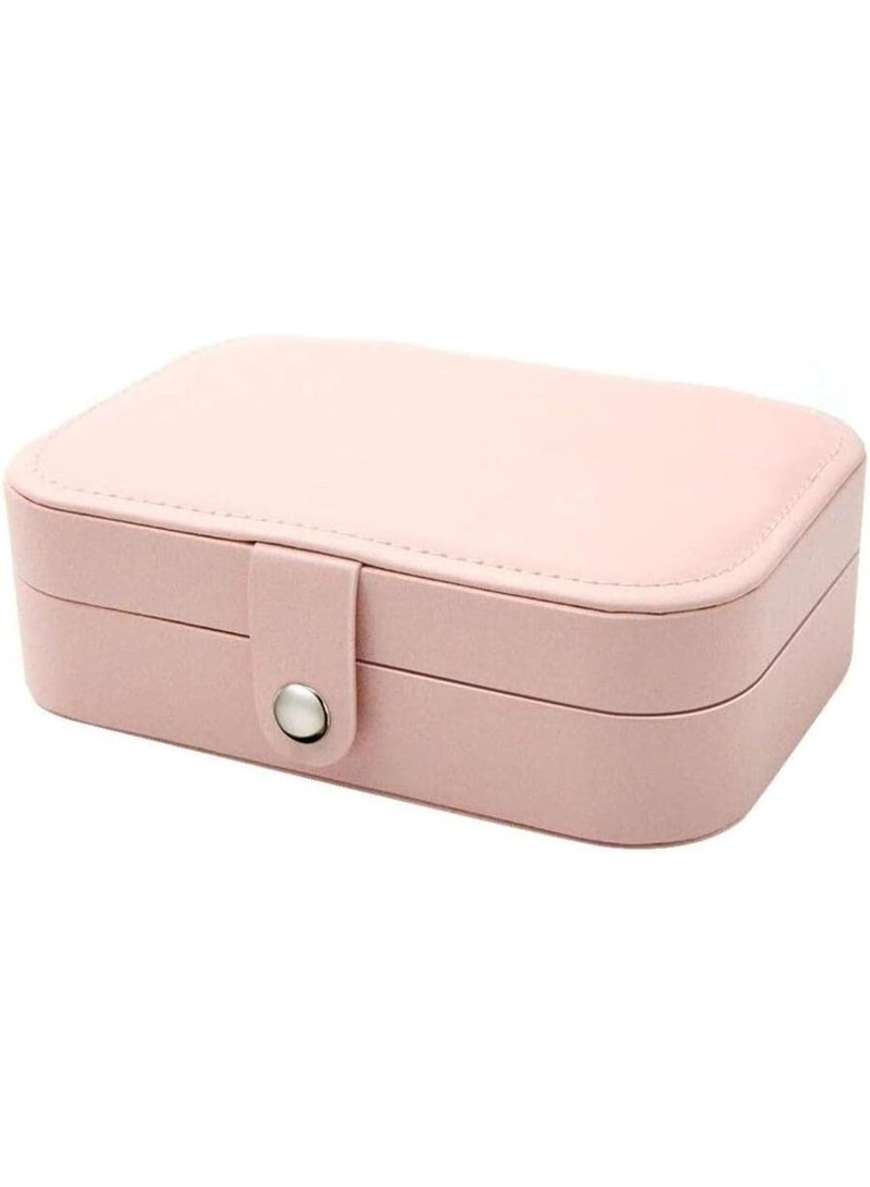 BARIQ.HOMES Portable Pink PU Leather Travel Jewelry Organizer Box Case 16x11 cm - Image 4