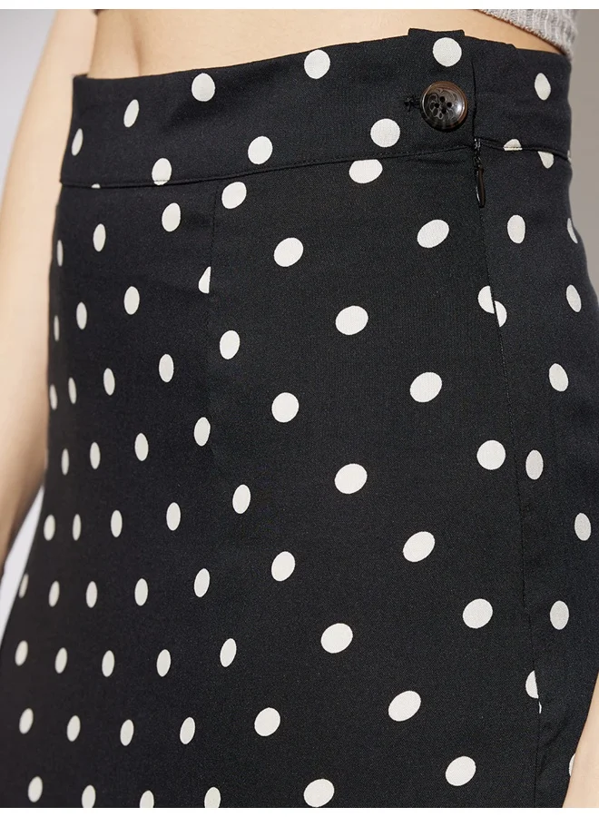 globus  Women Black Polka Dot Print Midi Rise Back Slit Pencil Midi Skirt for Women | Best Price UAE