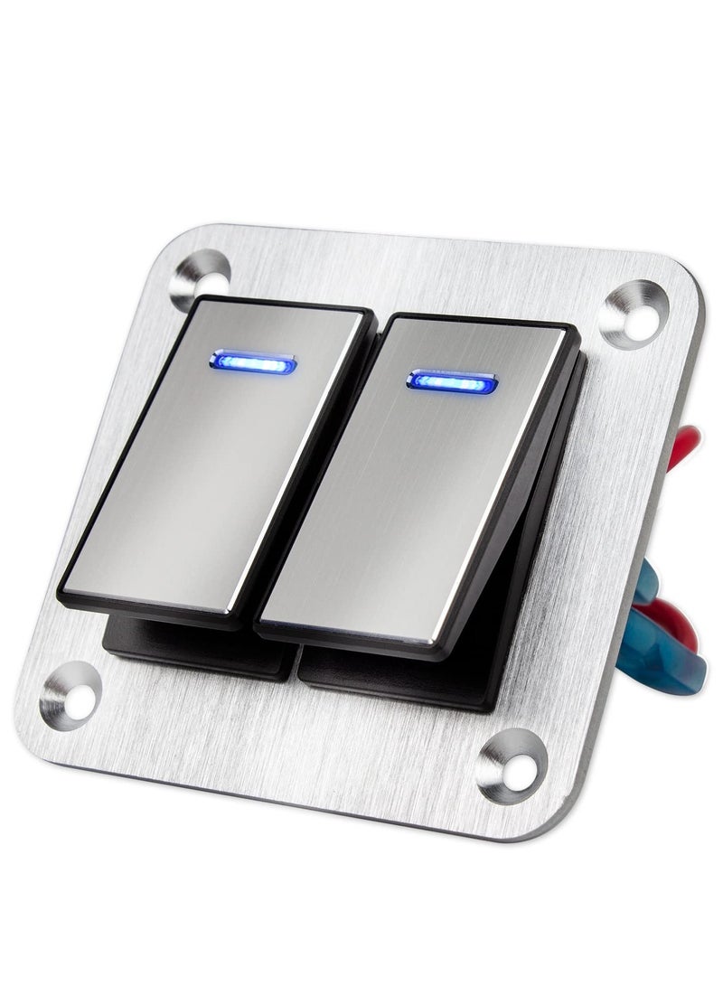 SOLARAE Waterproof Toggle Switch Panel ‚Äì 2 Gang Aluminum Toggle Switch Panel, 12V/24V Switch Panel, 3 Pin On-Off Car Switches, for Automotive Car Boat Truck Motorcycle Jeeps RV UTV - Image 1