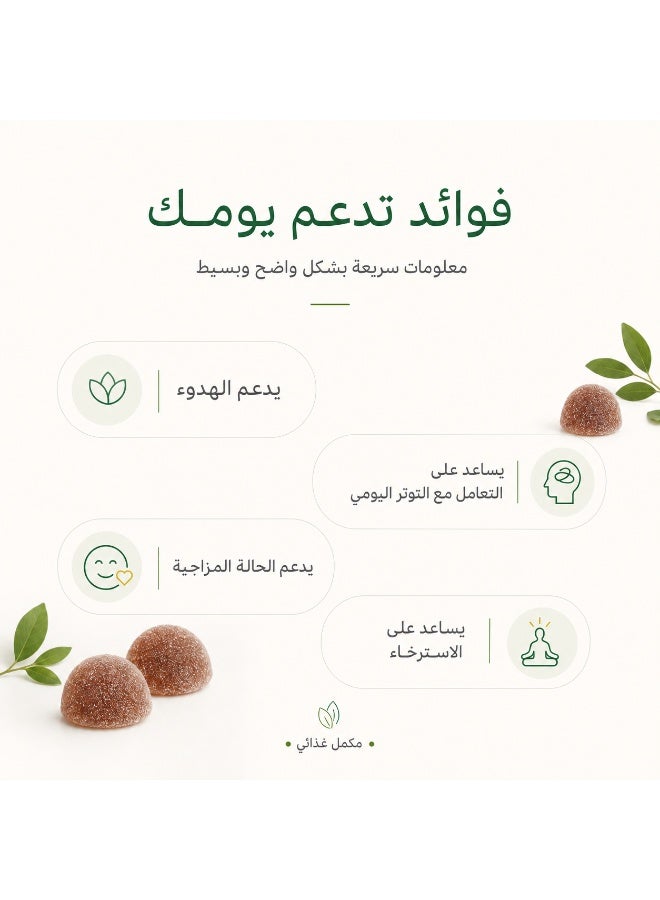 سويت دوز أشواجندا جاميز 500 مجم مع فيتامين B1 وB5 واليود | لدعم الهدوء وتقليل التوتر وتحسين النوم | 60 جاميز - Image 3