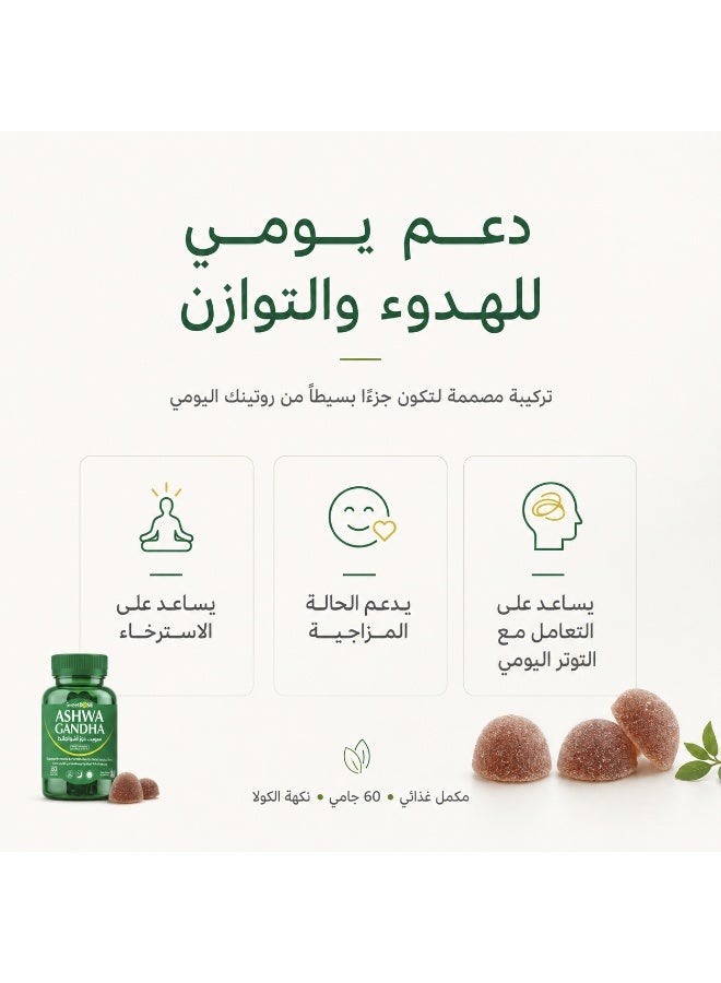 سويت دوز أشواجندا جاميز 500 مجم مع فيتامين B1 وB5 واليود | لدعم الهدوء وتقليل التوتر وتحسين النوم | 60 جاميز - Image 2