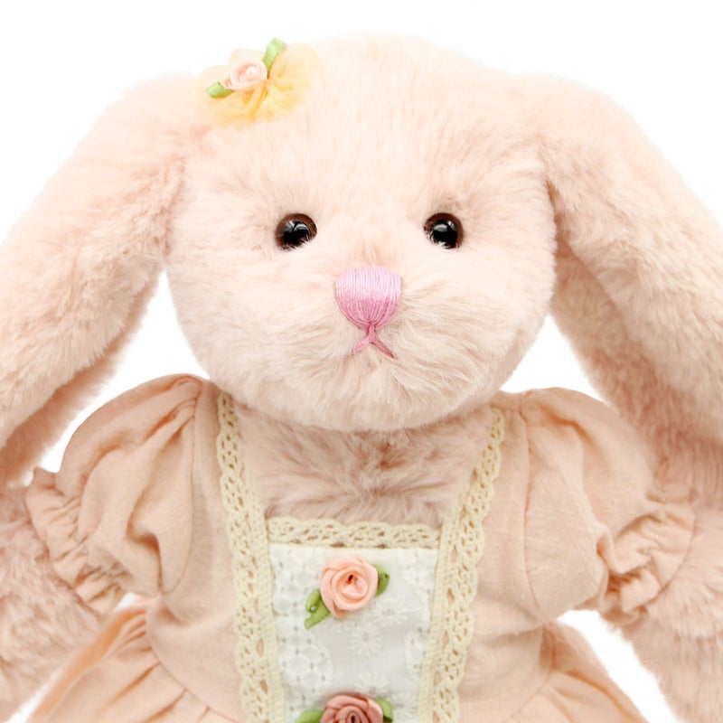 oits cute دميّة أرنب قطنية صغيرة ولطيفة للأطفال البنات 15 بوصة (أرنب وردي يرتدي فستان قديم وردي) - Image 5