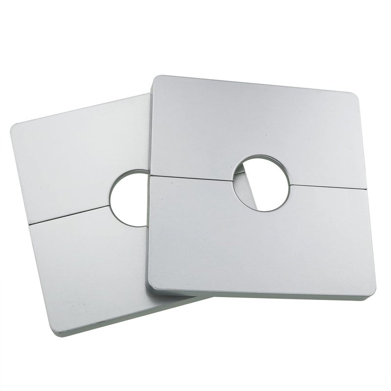 Wall Split Flange JianLing 2pcs Plastic Square Escutcheon Plates with 086 Diameter Hole Wallmounted Water Pipe Cover Silver Tone Shower Faucet Decorative Cover