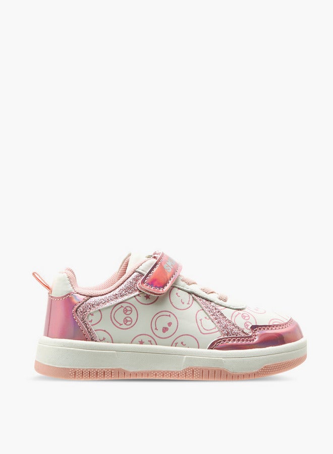 SMILEY Girls SmileyWorld Logo Print Sneakers with Hook and Loop Closure  - Image 3