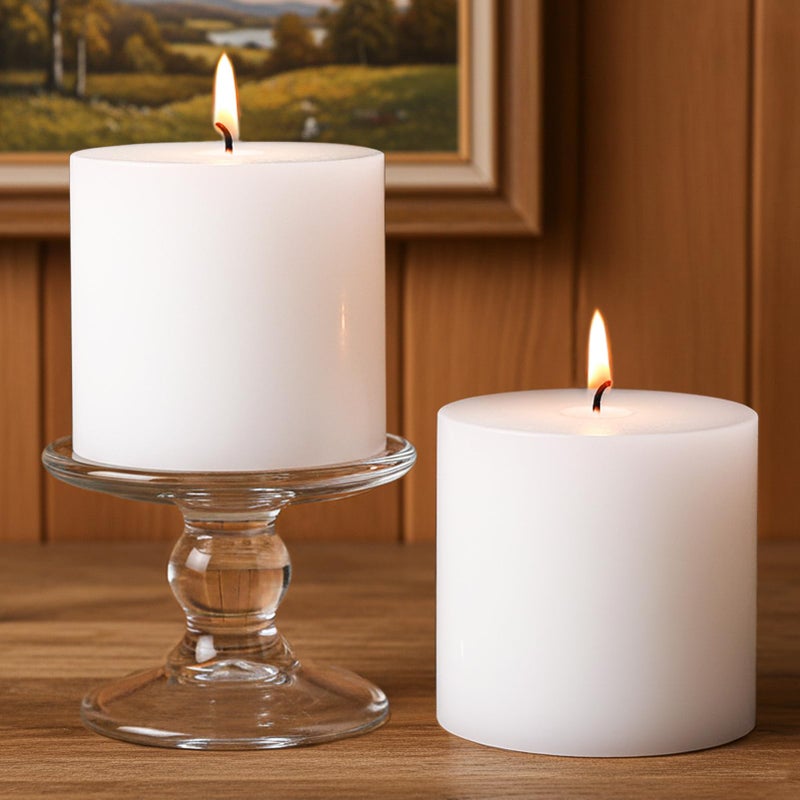 MOSROAD 4x4 Inch White Pillar Candles, 2 Packs, 200-Hours Long Burning Time Totally, Unscented Large White Candles for Mantel Decor, Home Holiday Table Decor, Smokeless & Dripless - Image 1