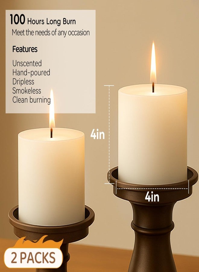 MOSROAD 4x4 Inch White Pillar Candles, 2 Packs, 200-Hours Long Burning Time Totally, Unscented Large White Candles for Mantel Decor, Home Holiday Table Decor, Smokeless & Dripless - Image 3