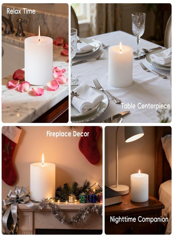 MOSROAD 4x4 Inch White Pillar Candles, 2 Packs, 200-Hours Long Burning Time Totally, Unscented Large White Candles for Mantel Decor, Home Holiday Table Decor, Smokeless & Dripless - Image 4