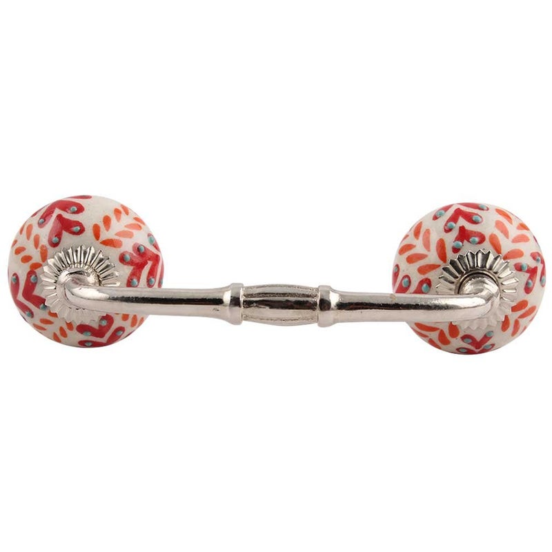 Indian-Shelf IndianShelf 1 Pack Ceramic Drawer Handles for Cabinets and Drawers Red Dresser Pulls for Door Silver Hardware 8 Hole to Hole BH224CK1398