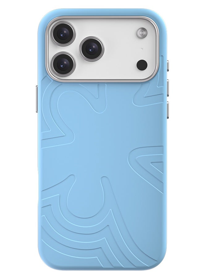 iPhone 17 Pro Max Silicone Case with Magnetic Ring, Metal Buttons & Metal Camera Guard, Luxury Shockproof Slim Protective Cover-Sky Blue - Image 1