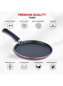 VINOD Vinod Zest Aluminium Non Stick Dosa Omni Tawa - 28cm | 4mm Extra Thick | 3 Layer Ceramic Coat | Bakelite Handle | Toxin Free | Gas Base - 1 Year Warranty  - Image 5
