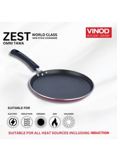 VINOD Vinod Zest Aluminium Non Stick Dosa Omni Tawa - 28cm | 4mm Extra Thick | 3 Layer Ceramic Coat | Bakelite Handle | Toxin Free | Gas Base - 1 Year Warranty  - Image 4