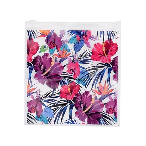 Miamica Women's Quart Sized Resealable Toiletry Bag & Travel Packing Organizers, Hibiscus, 12 Pack - Image 1