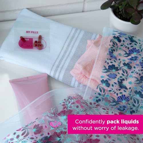 Miamica Women's Quart Sized Resealable Toiletry Bag & Travel Packing Organizers, Hibiscus, 12 Pack - Image 4