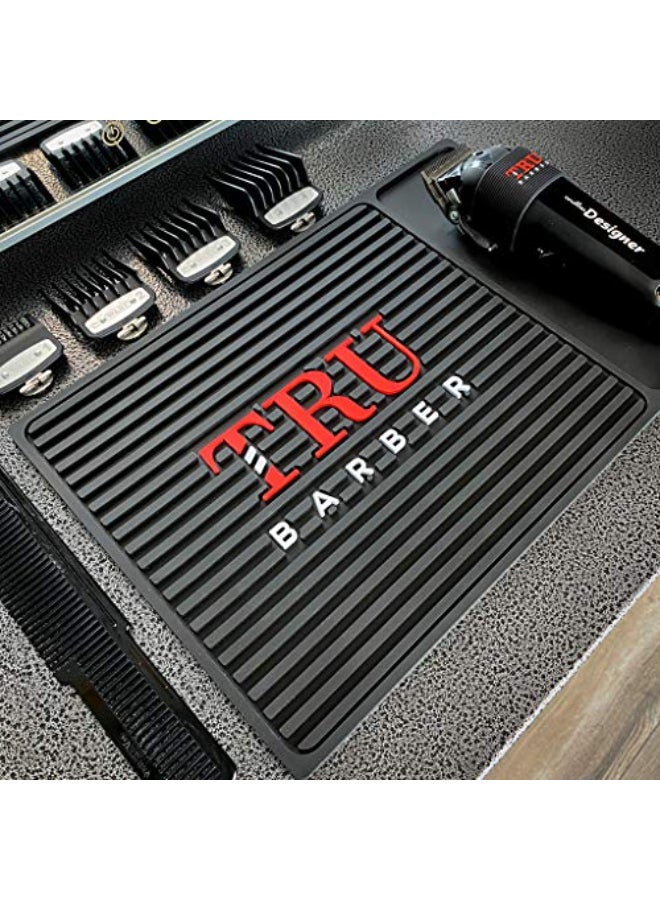 TRU BARBER MAT BlackRed Flexible PVC Station Mat Professional Mat Salon and Barbershop Work Station Pads Beauty Salon Tools Hairstylist Counter mat for Clippers Anti Slip - Image 4