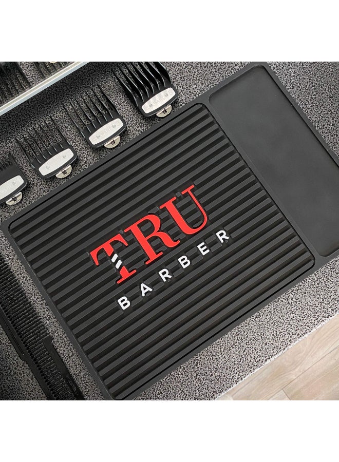TRU BARBER MAT BlackRed Flexible PVC Station Mat Professional Mat Salon and Barbershop Work Station Pads Beauty Salon Tools Hairstylist Counter mat for Clippers Anti Slip - Image 3