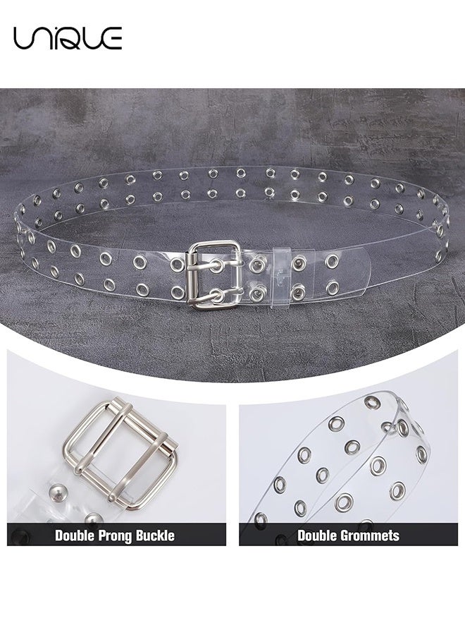 Unique Clear Double Grommet Belts - Transparent PVC Belt for Jeans Pants - Unisex - Image 2