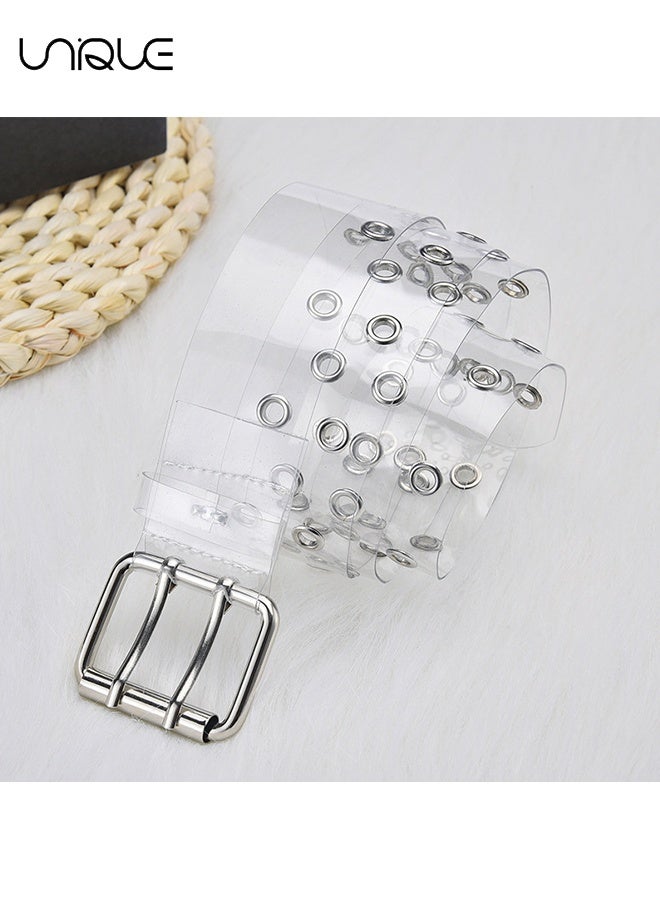 Unique Clear Double Grommet Belts - Transparent PVC Belt for Jeans Pants - Unisex - Image 4