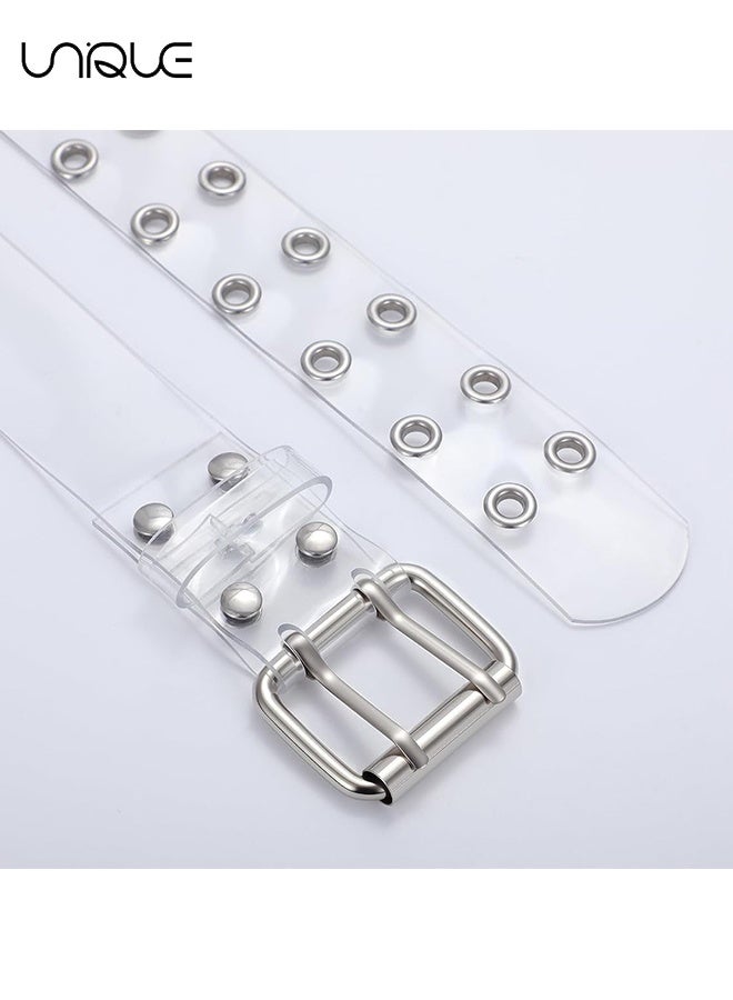 Unique Clear Double Grommet Belts - Transparent PVC Belt for Jeans Pants - Unisex - Image 3