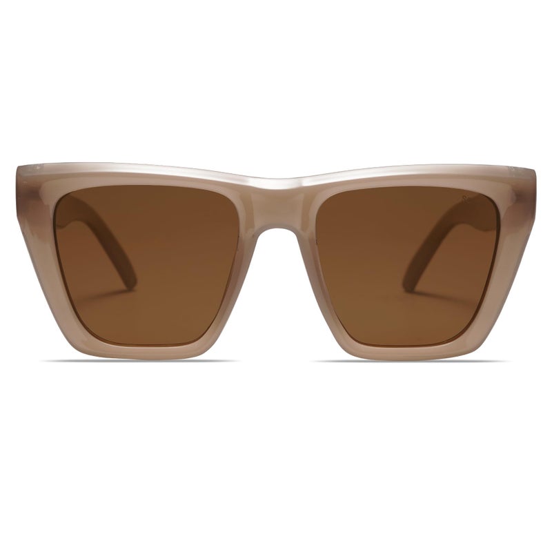 SOJOS Fashion Oversized Square Cat Eye Polarized Sunglasses for Women Trendy Cateye Style Womens Sunglasses SJ2179, Brown Frame/Brown Lens - Image 3