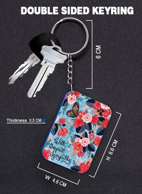 Keychain Small Gift To Love One Rectangle Shape With Double Side Print With Deepest Sumpathy