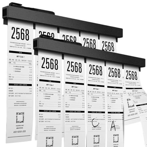 origreen 2 Pieces Ticket Holder Receipt Holder for Restaurant Refrigerator No Drill Restaurant Ticket Order Holders for Walls Home Kitchen Office Cafes Pubs Bars Black 197 2pcs - Image 1