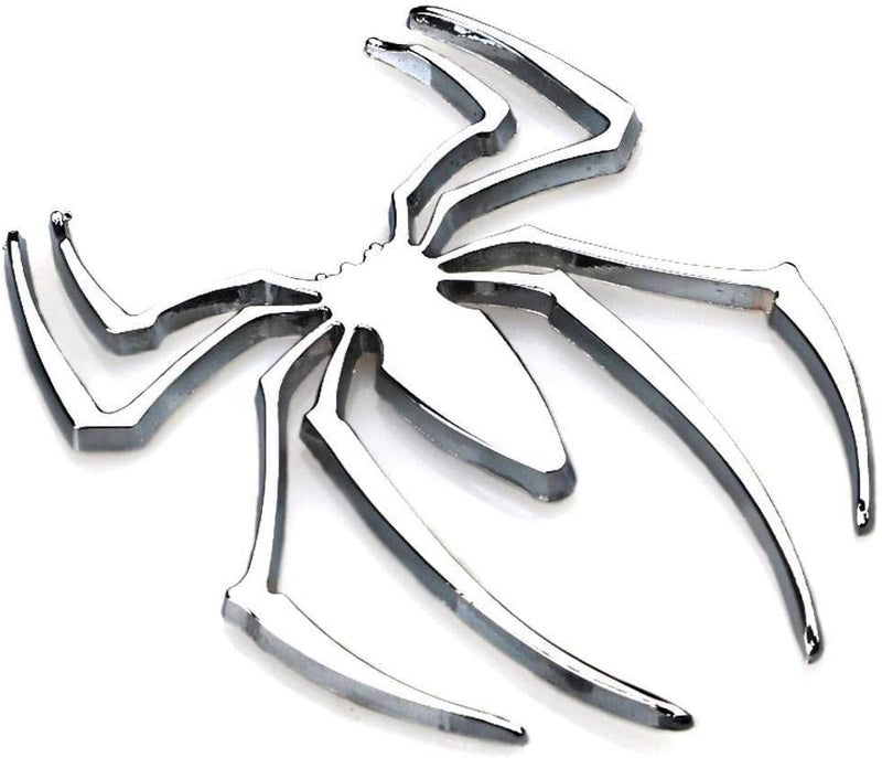 JVCV® 3D Metal Spider Sticker Chrome Logo Decal Emblem Badge for All Cars Bikes Laptops Headphones (Spider, Silver) - Image 4