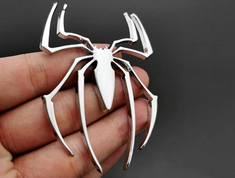 JVCV® 3D Metal Spider Sticker Chrome Logo Decal Emblem Badge for All Cars Bikes Laptops Headphones (Spider, Silver) - Image 3