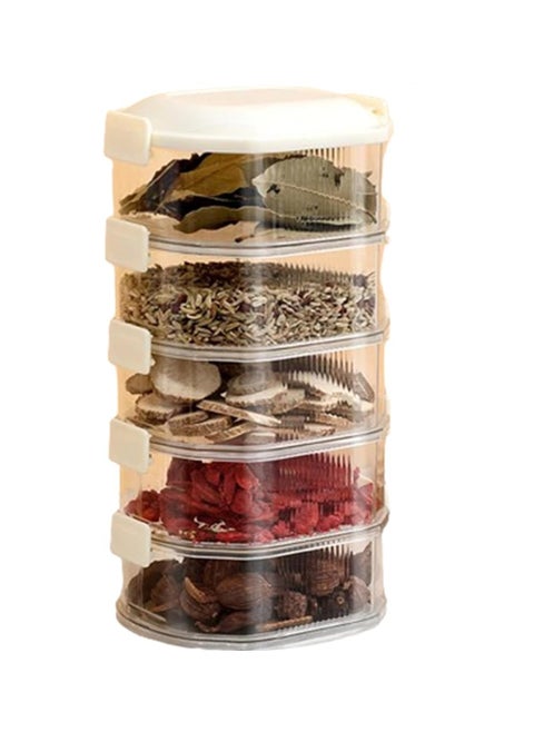 MELUDI Airtight containers for condiments 5layer Storage Box Stackable Kitchen Condiment Jars with Lids Leak Proof And Food Freshkeeping Box For Fruit Snack And Spice 1 pcs