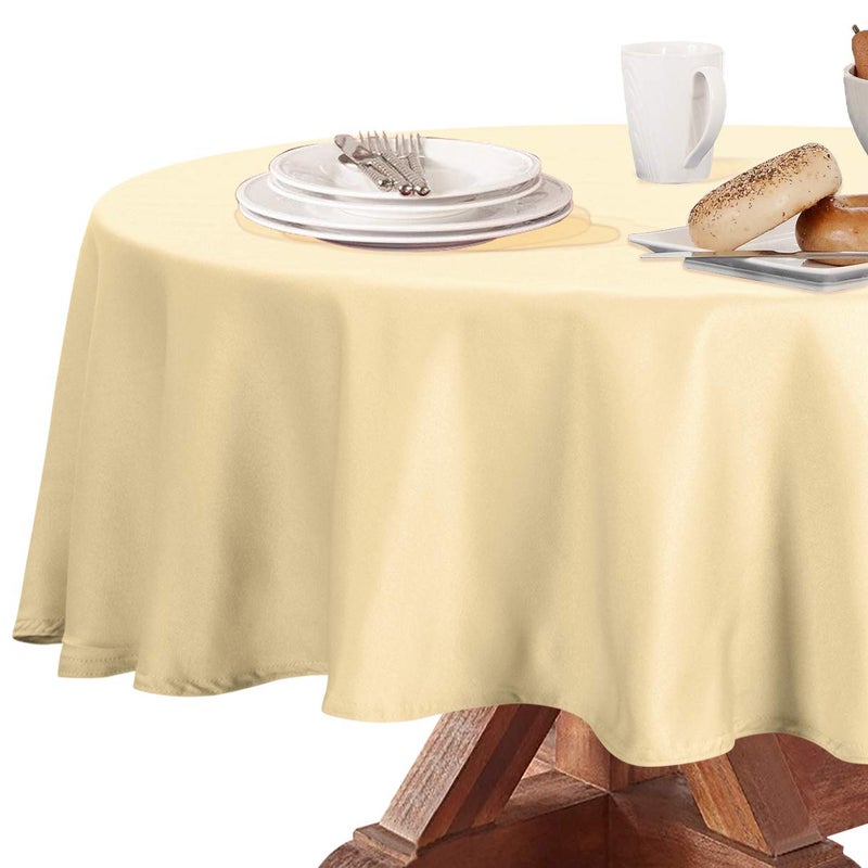 Obstal Obstal 210GSM Round Table Cloth  Water Resistance Microfiber Tablecloth  Decorative Fabric Circular Table Cover for Outdoor and Indoor Use (Champagne  60 Inch Diameter)  - Image 1