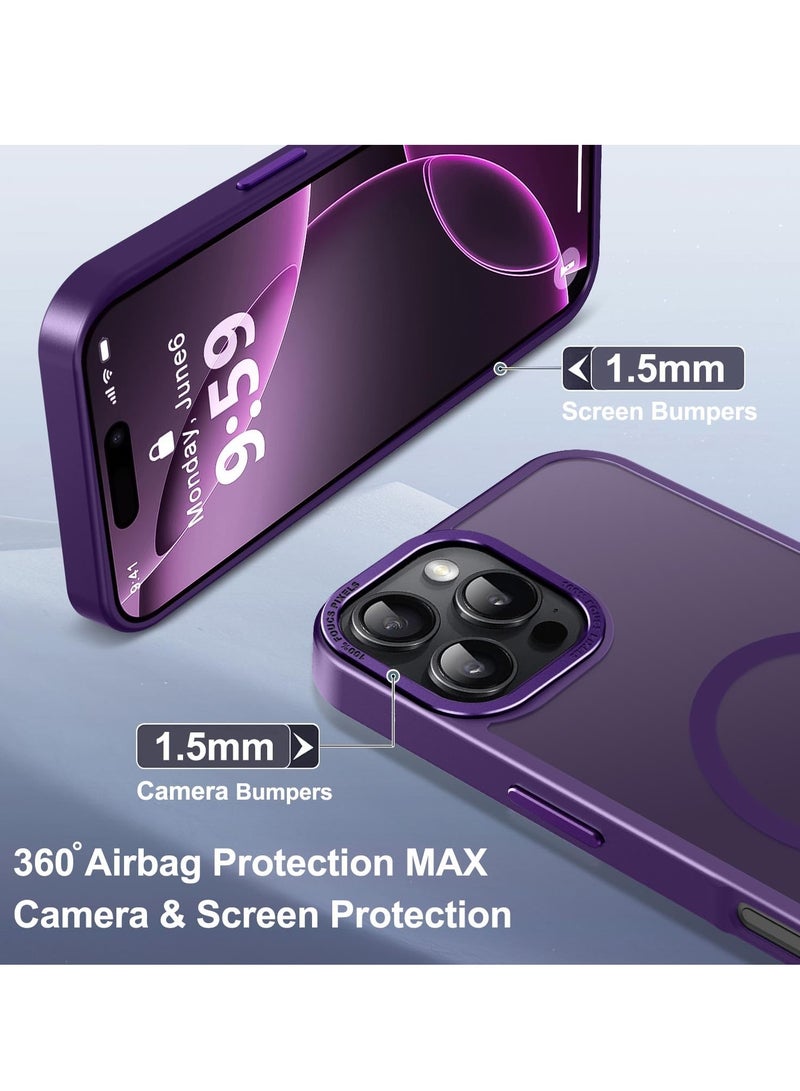 Eligo iPhone 16 Pro Max Magnetic MagSafe Case Slim Shockproof Phone Cover Translucent Matte Back Strong Magnet Protective Shell for Apple 16 Pro Max 2024 Purple Everyday Use - Image 5