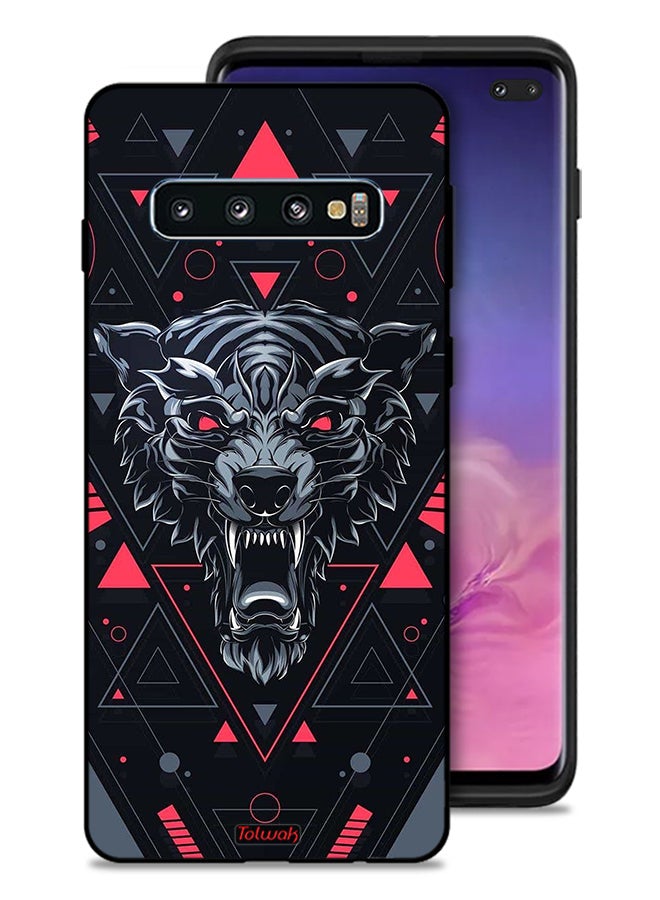 Tolwak Samsung Galaxy S10 Plus Protective Case Cover Scrolling Wolf - Image 1