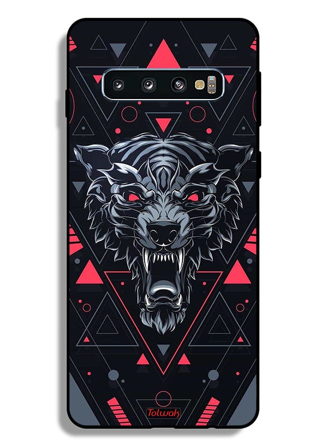 Tolwak Samsung Galaxy S10 Plus Protective Case Cover Scrolling Wolf - Image 2