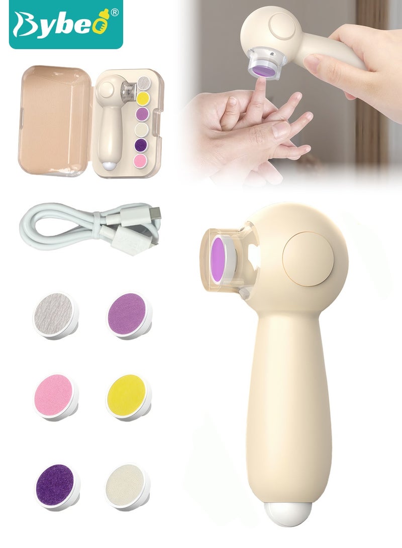 بيبو مقص أظافر للأطفال 2 في 1، ماكينة تشذيب كهربائية + مقص أظافر، مجموعة مبرد أظافر للأطفال مع إضاءة LED، و6 وسادات صنفرة بأحجام مختلفة، مناسبة للأطفال حديثي الولادة أو البالغين للعناية بأصابع القدم والأظافر - Image 1