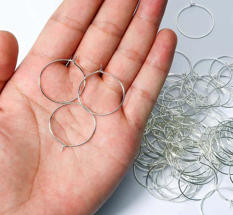 DIY Crafts 10 Pcs, 20mm Silver Small #12, Wine Charm Rings, Open Jump Ring, Beading Hoop for DIY Wine Charms, Earrings Silver/GOL (10 Pcs, 20mm Silver Small #12) - Image 5