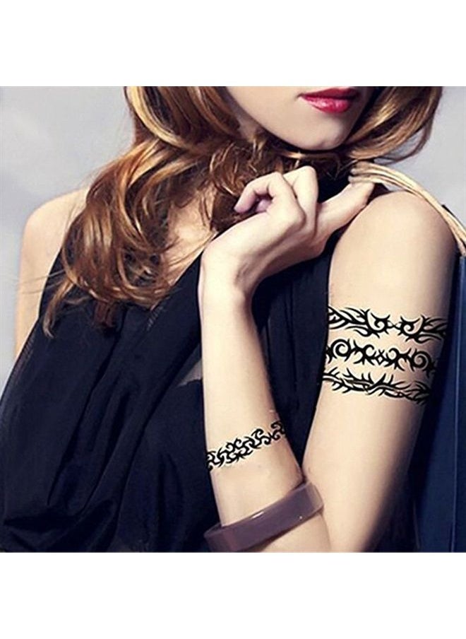 Yesallwas 6 Sheets Mix Tribal fake Tattoos Small Temporary Tattoo Blue Black Tribal Pattern Tattoo Body Sticker for Men Women 9cmX 19cm/3.54X7.48 inches (LXW)  - Image 2